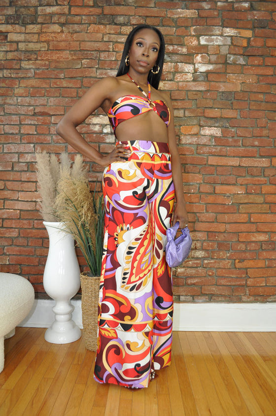 Psychedelic Pant Set- Red Multi