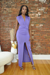 Waist Twist Bodycon Dress- Purple