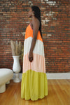 Diagonal Colorblock Maxi Dress- Multi