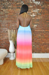 Rainbow Pleated Maxi Dress- Multi