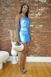 Asymmetric Mini Dress- Blue