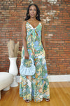 Groovy Printed Jumpsuit- Green Combo