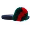 Fanzzy Multi Fur Slides- Green/Red