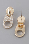 Zipper Stud Earrings- Gold
