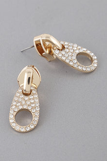  Zipper Stud Earrings- Gold