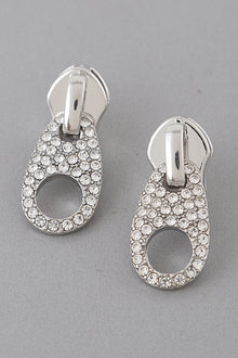  Zipper Stud Earrings-Silver