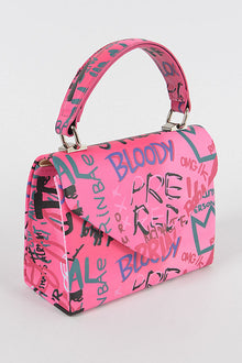  Graffiti Handle Clutch- Pink