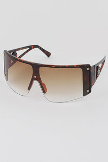  Rimless Shield Sunglasses- Tortoise