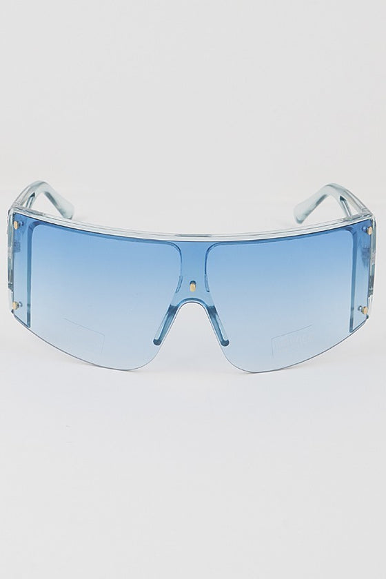 Rimless Shield Sunglasses- Blue
