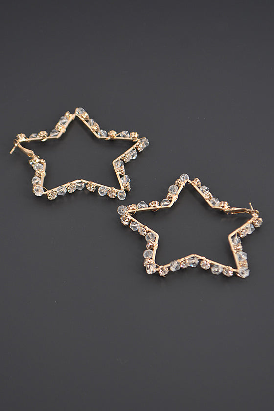Star Rhinestone Bead Earring- Gold