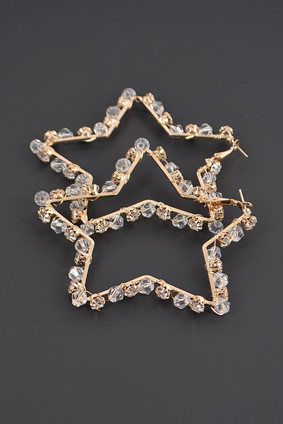 Star Rhinestone Bead Earring- Gold
