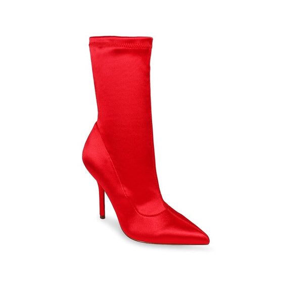 Bexie Satin Ankle Bootie- Red