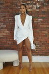 Blazer Drape Dress- White