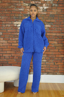  Bubble Knit Pants- Royal Blue