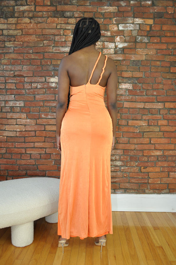Cutout Twist Strap Gown- Orange