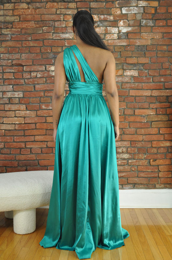 One Side Maxi Dress- Emerald