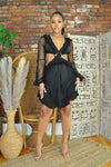 Crochet Lace Back Dress- Black
