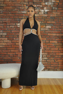  Diamante Cutout Dress- Black