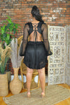 Crochet Lace Back Dress- Black