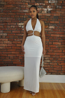  Diamante Cutout Dress- White