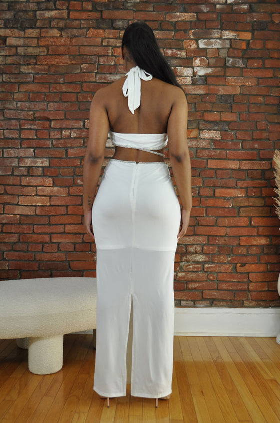 Diamante Cutout Dress- White