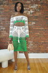 Ombre Crochet Skirt Set - White/Green