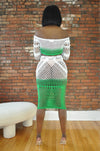 Ombre Crochet Skirt Set - White/Green