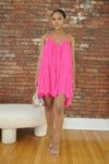 Crinkle Cami Dress- Hot Pink