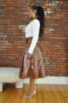 Belted Midi Skirt- Brown