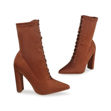  Flashy Lace Up Ankle Bootie- Mocha