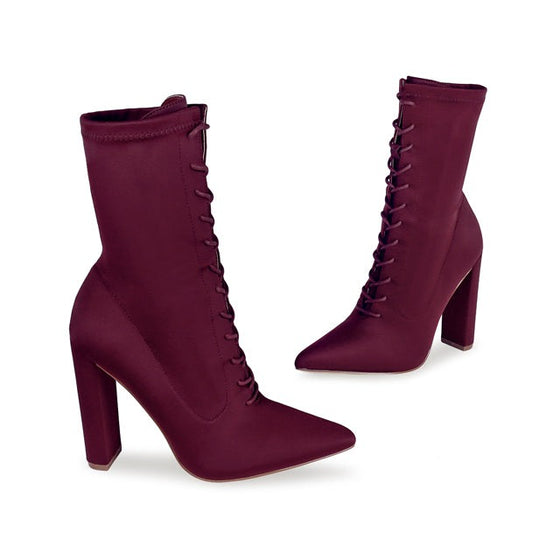 Flashy Lace Up Ankle Bootie- Oxblood