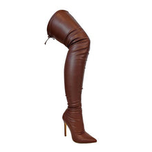  Gisele Thigh High Boot- Brown Faux Leather