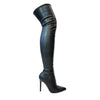 Gisele Over The Knee Boot- Black Faux Leather