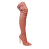 Gisele Over The Knee Boot- Rose Faux Leather