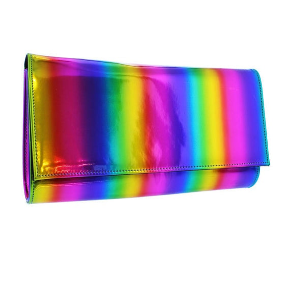 Kiss Clutch- Rainbow Metallic