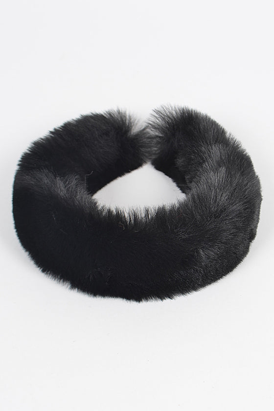 Faux Fur Headband- Black