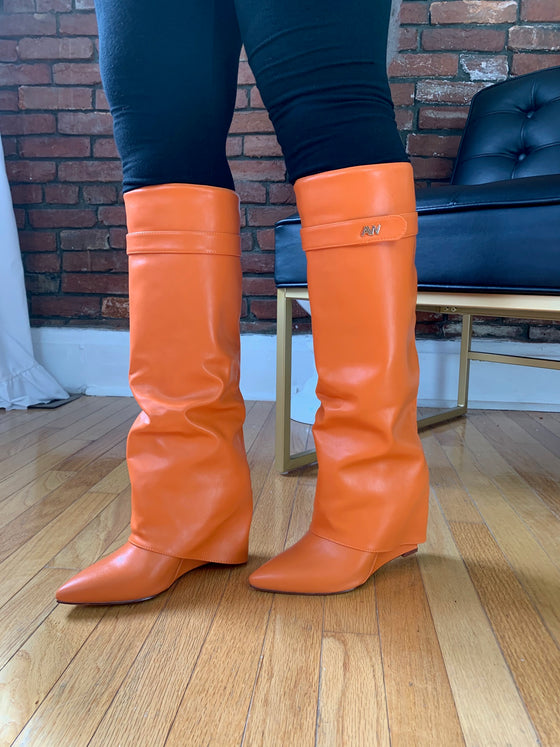 Melina Wedge Boot- Orange