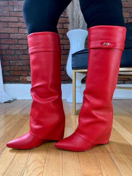 Melina Wedge Boot- Red