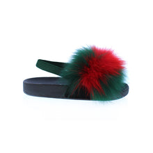  Kids Fanzzy Multi Fur Slides- Green/Red